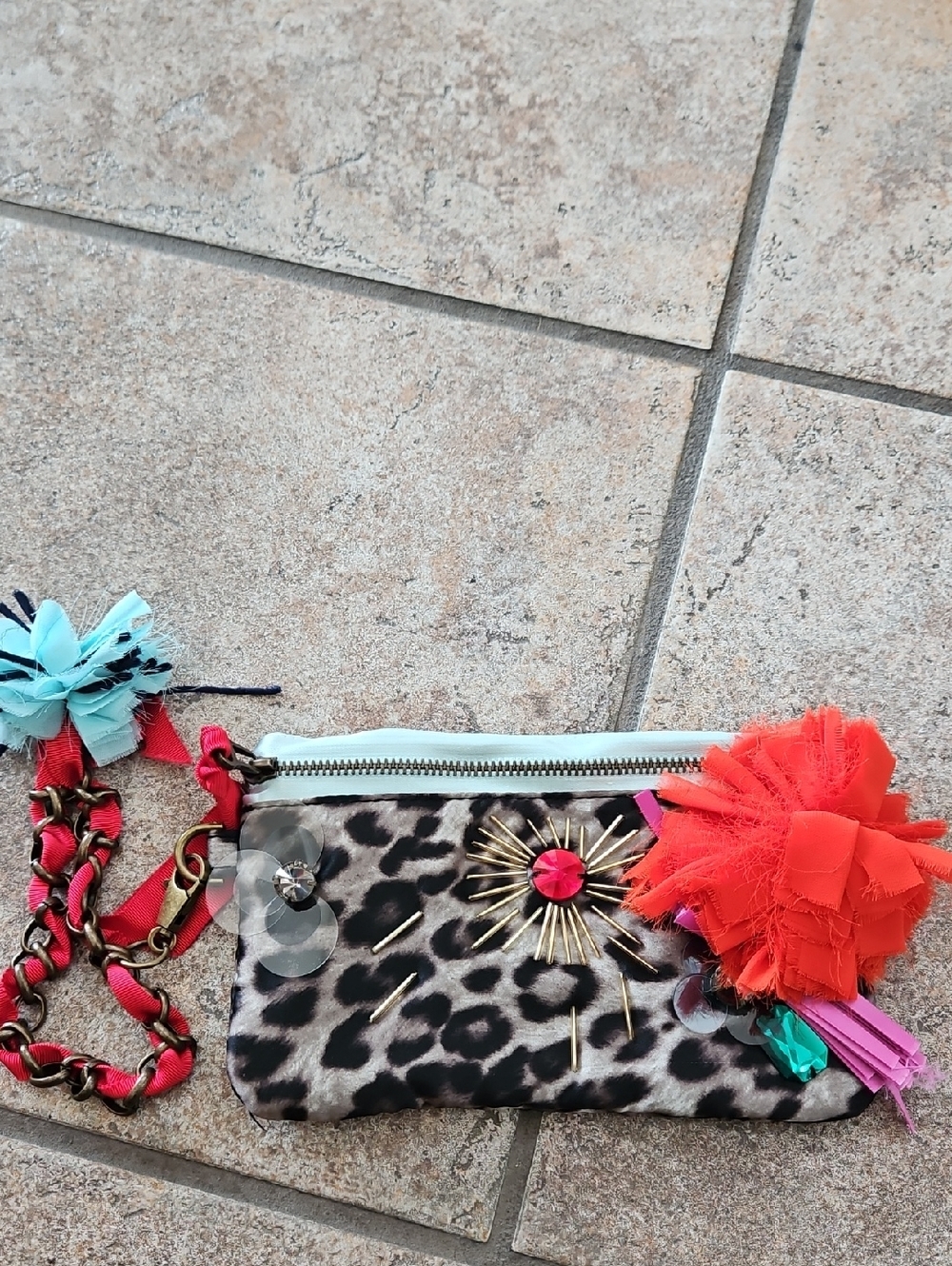 Lanvin H&M Leopard Print Jewel Clutch /Wridtler